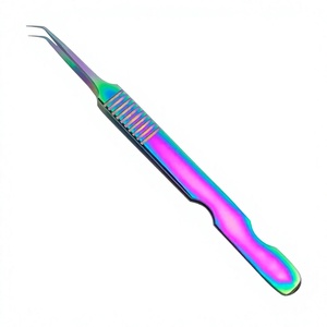 Pince à épiler sourcils courbée DANTRIC IMPLANTS en acier inoxydable, poignée diamant, style moderne, fine, durable, pointe affûtée - Product Image 2