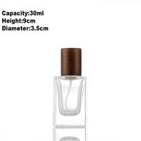 Vente en gros Flacons de parfum de luxe élégants vides rectangulaires à sertir 30ml 35ml 50ml 100ml Flacon en verre transparent avec bouchon en bois