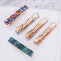 Shily&OS – Nouvelle pince à cheveux rectangulaire longue en acétate haut de gamme, motif marbre et léopard, barrette latérale rétro pour femme, accessoire de coiffure minimaliste