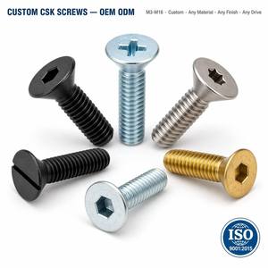 Vis sur mesure CSK M3 M4 M5 M6 M8 M10 M12 M14 M16 à tête fraisée, à six pans creux, Torx, Phillips, fendue, à tête plate, vis de machine OEM ODM - Product Image 1