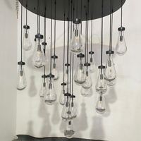 60 "Lustre Rond Nordique Noir Loft Salon Lustre Lumière Led Suspendu Éclairage En Verre De Murano