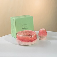 Bol à matcha de style japonais vintage, accessoires de service à thé en céramique avec support pour fouet à thé pour la cérémonie du thé