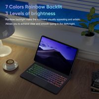 Keyboard 7-Keyboard RGB nirkabel, isi ulang daya nirkabel untuk Samsung Galaxy Tab S9/S9FE/S8/S7 /S7 11 inci dan 12.4 inci FE