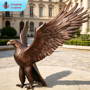 Sculpture d'oiseau en métal coulé réaliste de haute qualité, couleur personnalisée, grande taille, pour jardin de villa, statue d'<span class=keywords><strong>aigle</strong></span> chauve volant en bronze de grande taille - Product Image 6