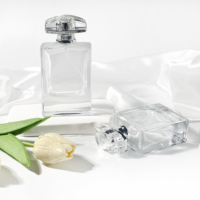 Flacons en verre de forme rectangulaire pour emballage de parfum, bouchon personnalisé, atomiseur de parfum, flacon de parfum 50 ml 50 ml-