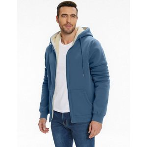 FOXA Men's Sherpa Hoodie <b>Fleece</b> <b>Lined</b> Zip Up Warm Hooded Sweatshirt Winter <b>Jacket</b> Breathable Regular Sleeve - Product Image 2