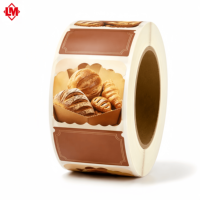 Rouleau d'étiquettes imperméables pour boulangerie, emballage de gâteaux au chocolat et pâtisseries, rouleau de papier adhésif avec revêtement, sans danger pour les aliments
