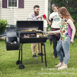 Parrilla de carbón con función de ahumador 147x70x126cm, parrilla de hierro fundido con carrito para barbacoa al aire libre, para uso en casa y jardín. - Product Image 2