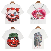 Haute qualité milliardaire hommes t-shirts Clown impression poids lourd plaine créateur de mode dessin animé Logo Streetwear t-shirt pour
