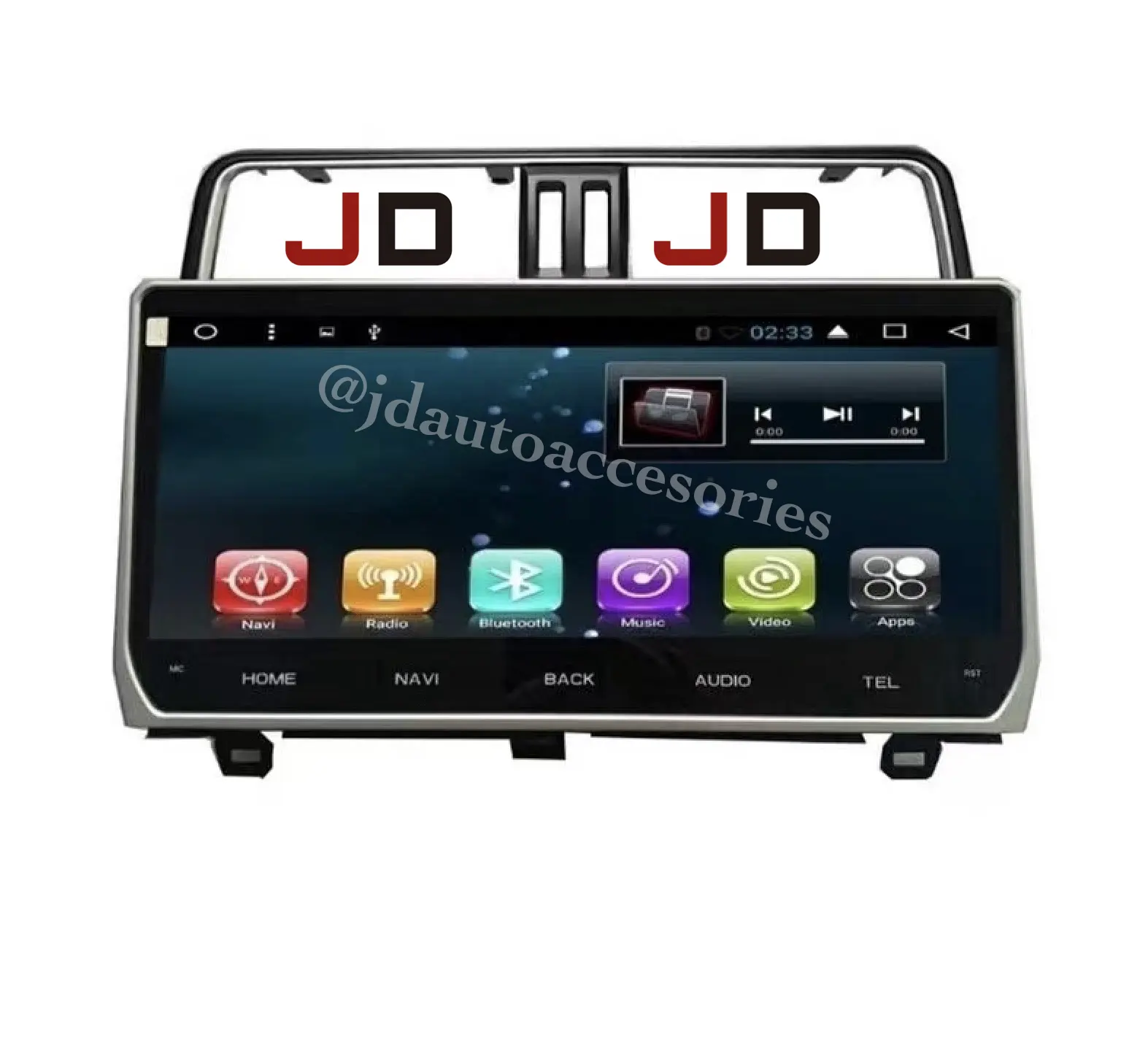 JD AUTO 12.3 inch android 11car dvd radio player screen for Toyota Prado 2017-2021 gps multimedia touch screen dsp audio