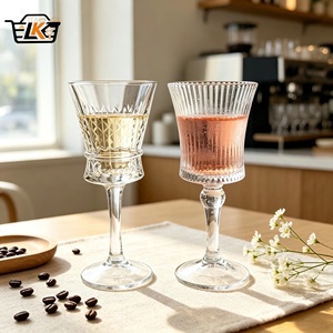 Verre à pied gaufré de luxe, gobelet polyvalent en cristal sans plomb pour mariage, fête, décoration de table à la maison - Product Image 1