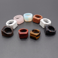 Bague Chevalière Carrée en Pierre Naturelle (Œil de Tigre, Quartz Rose, Agate) pour Unisexe, Style Brise Naturelle, Bijoux
