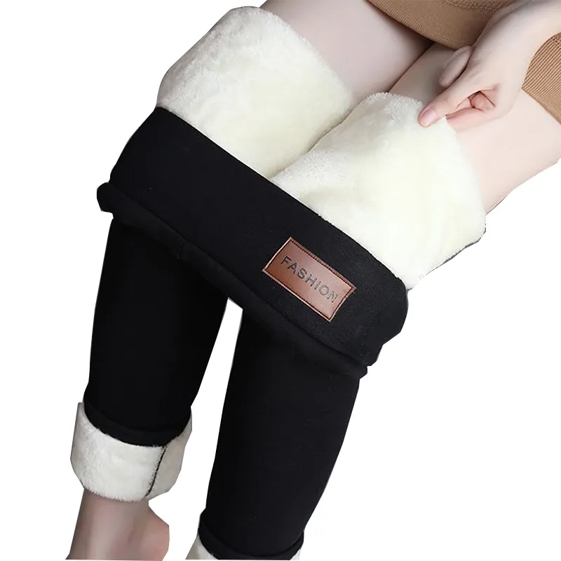 Autumn Winter Warm Leggings Thick Fleece Wool Black Thermal Pants High Waisted Plus Size Trousers Leggings