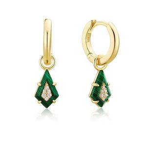 Milskye bijoux modernes pour femmes 18k plaqué or 925 argent classique or dormeur forme émeraude <span class=keywords><strong>diamant</strong></span> pendentif boucles <span class=keywords><strong>d</strong></span>'oreilles - Product Image 3