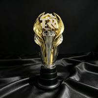 Trophée en métal chromé avec logo TR en strass et cristal doré, coupe de récompense avec ailes de laurier pour cérémonie d'entreprise, personnalisable, vente en gros VIP
