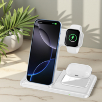Station de charge sans fil 3-en-1 : Chargeur de bureau et chargeur sans fil pour iPhone 17/16/15 Pro Max et pour écouteurs/iWatch 1-10