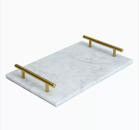 Plateau rectangulaire en marbre naturel pour fromage, plateau de service en marbre avec poignée