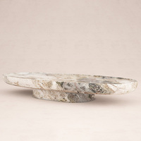 Table basse en marbre de breccia naturel, dalle ovale épaisse, sur piétement unique, pour salon, maison de rêve