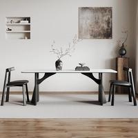 Ensemble table et chaises de salle à manger en bois massif de frêne blanc, style rétro français, plateau en marbre, design rectangulaire moderne et minimaliste, portable