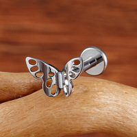 New Cross-Border E-commerce F136 Internal Thread Flat Bottom Rod Butterfly Star Lips Stud Earrings Ear Cartilage Studs