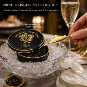 Ouvre-boîte à caviar de sturgeon personnalisé en métal avec trou pour porte-clés, ouvre-couvercle sous vide - Product Image 1