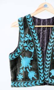 Chaleco Corto de Terciopelo de Algodón Bordado a Mano Estilo Bohemio para Mujer, Floral, Sin Mangas, Ecológico, Transpirable, Ligero e Informal - Product Image 5