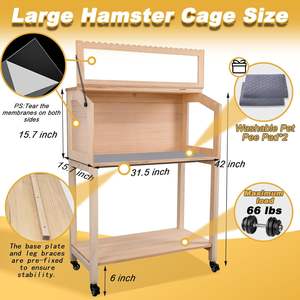 Jaula de hámster de madera de fábrica más nueva con estante de almacenamiento jaulas de animales pequeños con estante de almacenamiento <span class=keywords><strong>para</strong></span> conejillo de indias Chinchilla rata conejito - Product Image 3