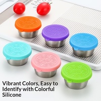 Contenant à sauce en acier inoxydable 304 avec couvercle en silicone, anti-fuite, pour ketchup et vinaigrette, 40 ml, idéal pour l'extérieur et les voyages transfrontaliers
