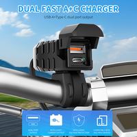 Chargeur USB A+C pour moto à charge rapide, étanche IP64, 36W, avec affichage du voltmètre et interrupteur