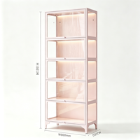 Vitrine moderne en acier avec portes en verre, bibliothèque pour la maison, le bureau, la chambre à coucher, le salon