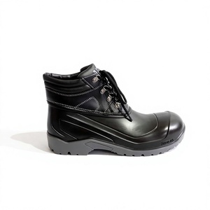 Botas de Trabajo AP Max Safety con Puntera de Acero y Cordones, de PVC, Impermeables, Flexibles, para Ingenieros (Negro/Gris) - Product Image 3