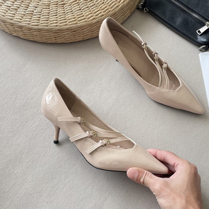 Nouvelles Chaussures Mary Janes Rouge Bourgogne à Talon pour <span class=keywords><strong>Femme</strong></span> avec Bride à Boucle, en Cuir Verni, Style Vintage <span class=keywords><strong>et</strong></span> Sexy - Product Image 3