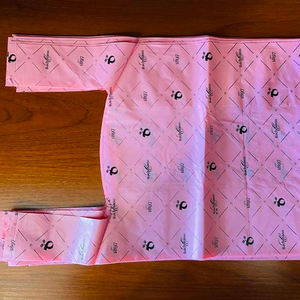 ถุงช้อปปิ้งเสื้อยืดทำจากแป้งข้าวโพดสีชมพู ย่อยสลายได้ 100% - Product Image 1