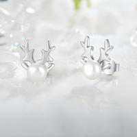 Ensemble de bijoux de Noël YILUN en argent sterling 925 avec collier et boucles d'oreilles en forme de renne et perles, plaqué rhodium, pour femmes 2026