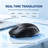 Souris vocale ergonomique IA, traduction en 126 langues et 26 dialectes, conversion vocale en temps réel, minutes de réunion, souris tri-mode 2.4G.