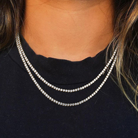 Chaîne de tennis 3MM 4MM 5MM Bijoux en diamant CZ Iced Out Round Zirconia Bracelet en laiton plaqué or blanc 14K Collier pour hommes femmes