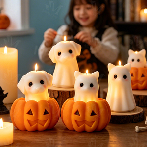 Velas Aromáticas Hechas a Mano con Forma de Perro Fantasma, Gato y Calabaza para Halloween, Velas de Cera de Soya para Aromaterapia, N-141 - Product Image 1