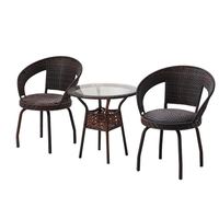Ensemble de salle à manger trois pièces en osier, fauteuil pivotant moderne et minimaliste pour extérieur et table d'appoint de balcon pour patio/cour/chalet