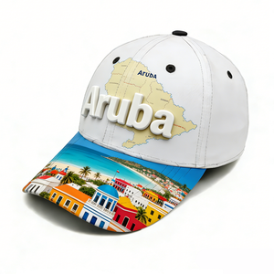 Großhandel Benutzerdefiniertes Logo Aruba Touristen-Souvenirs Lässige Camouflage Nadelstreifen Bestickte Baseball-Kappe - Product Image 1
