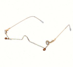 Wholesale Hot Selling Fashion Luxury Women Rhinestone <b>Eyeglasses</b> <b>Frames</b> Metal Half <b>Frames</b> Diamond Cat Eye Glasses Women - Product Image 5