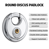 Cadenas antivol à double levier en laiton, avec anse en acier chromé de 3/8 pouce, en acier inoxydable 304 zingué, type Discus