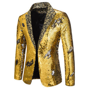 Offre Spéciale Veste de costume coupe ajustée à paillettes pour hommes Performance Discothèque <span class=keywords><strong>DJ</strong></span> Chanteurs Blazers brillants - Product Image 1