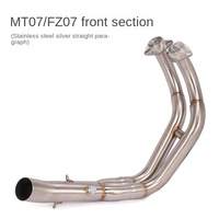 Tuyau d'échappement avant en alliage de titane (couleur titane argenté semi-bleu) pour motos R7 MT07 MT09 FZ07 FZ09 et XSR900