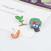 Broche de brotes para chica, joyería fresca, árbol, hoja de Ginkgo, joyería, Collar vaquero, Pin