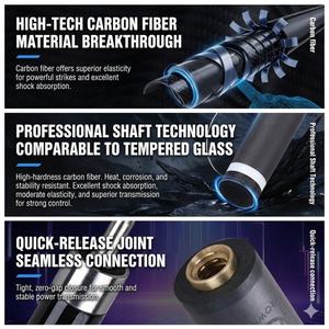 Taco <span class=keywords><strong>de</strong></span> Billar Profesional <span class=keywords><strong>de</strong></span> Fibra <span class=keywords><strong>de</strong></span> Carbono <span class=keywords><strong>de</strong></span> 2 Piezas, Baja Deflexión, Punta <span class=keywords><strong>de</strong></span> 12.5mm, Junta <span class=keywords><strong>de</strong></span> Liberación Rápida, 58 Pulgadas, para Bola 8 y Bola 9 - Product Image 3