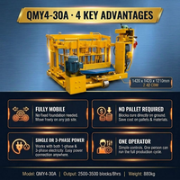 Machine mobile de fabrication de briques QMY4-30a, pour blocs creux, pleins et de pavage, à faible coût, manuelle, pour blocs de ciment