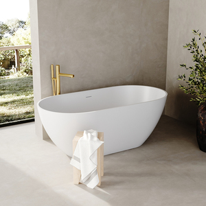 Moderna Bañera de Hidromasaje Independiente en Forma de Huevo, Blanca/Negra Brillante, con Función de Remojo, de Piedra Artificial Duradera, con Drenaje Central <span class=keywords><strong>TONA</strong></span> - Product Image 3