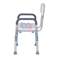 Chaise de douche médicale BQ406A avec accoudoirs rembourrés, dossier amovible, pieds réglables, robuste, capacité de 136 kg pour la sécurité dans la baignoire