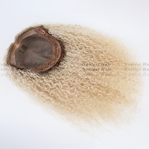 100% européen Remy bouclés topper cheveux humains topper pour les femmes mono top toupet monofilament topper bouclés cheveux humains toupet - Product Image 5