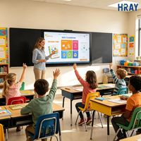 Tableau interactif intelligent HRAY 86 pouces 4K avec écran tactile capacitif 40 points pour l'enseignement quotidien en classe primaire, compatible OEM ODM